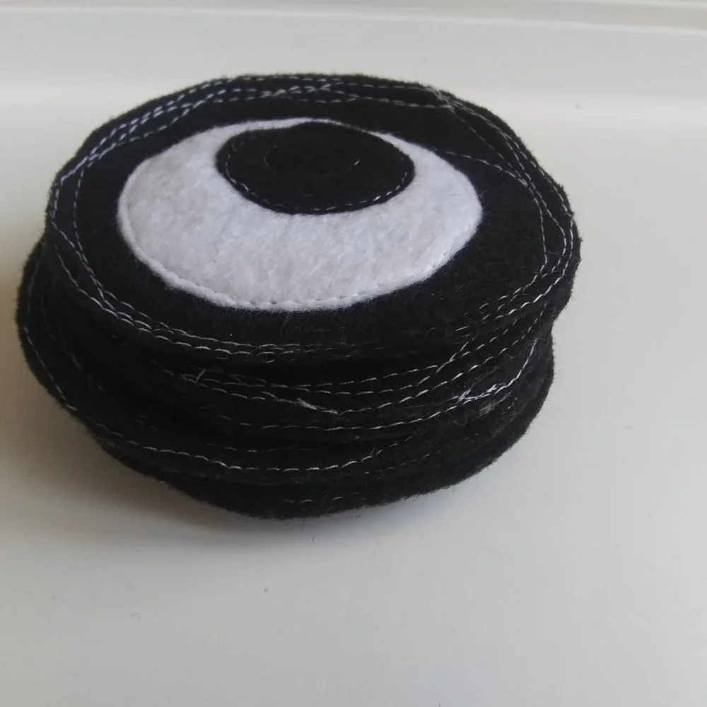 Handcrafted Freeform Stitched Felt Coaster Set #6. (Two Sets Available)